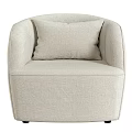 Modern Beige Fabric Single Sofa With Rounded Armrest And Comfortable Cushion 3d model