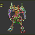 Futuristic Sci Fi Robot Character For Game And Movie With Black Red Mechanical Armor Design