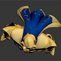 Golden Warrior Character Model With Blue Cape And Decorative Armor Details