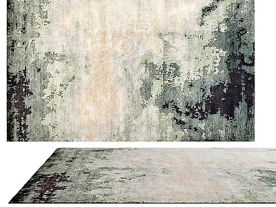 Square Rug With Abstract Pattern In Neutral Tones For Modern Interior Decor 3d model