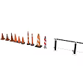 Various Construction Warning Fences With Cones Striped Barriers And Guard Scenes 3d model