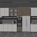 Modern Kitchen Interior With White Wood Cabinets Oven Refrigerator And Countertop