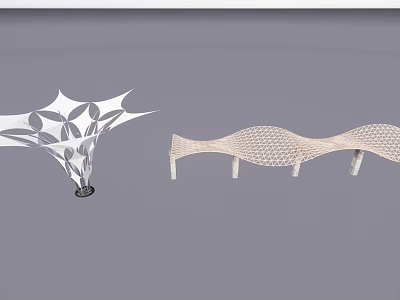Modern Outdoor Artistic Mesh Sculptures With Geometric Design And Wave Shapes 3d model