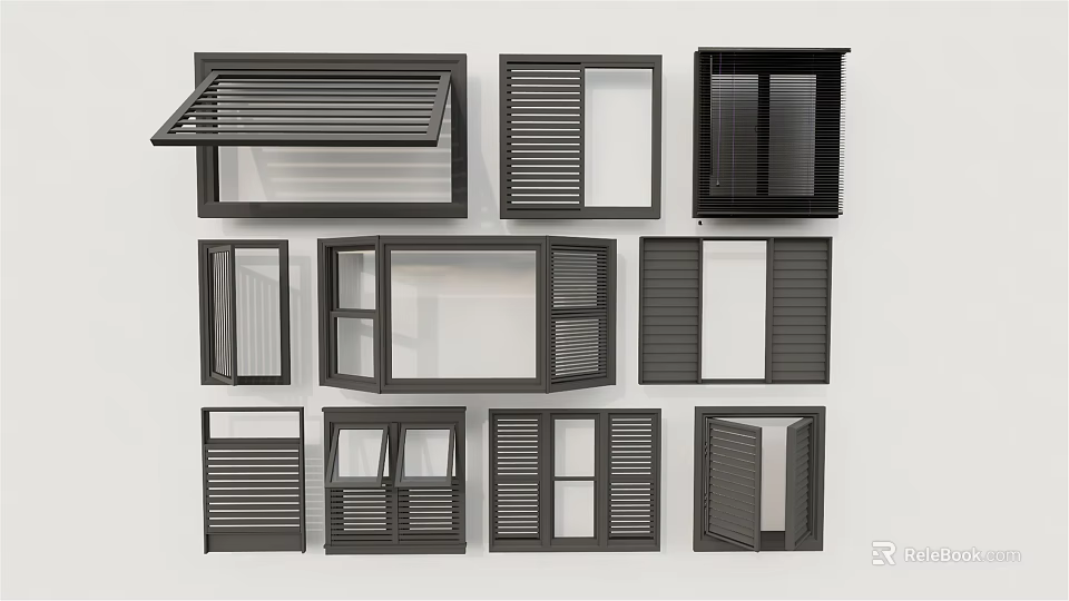 Modern Window Shutter Varieties Showcasing Different Design And Structural Styles For Home Decor 3d model 