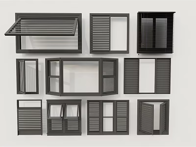 Modern Window Shutter Varieties Showcasing Different Design And Structural Styles For Home Decor 3d model