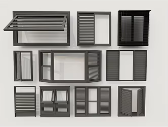 modern blinds floor to ceiling glass window 3d model