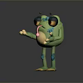 Cute Green Frog Character Featuring Large Eyes Sticking Out Tongue Blue Spots And Yellow Toes