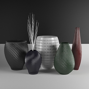 Modern Vase Indoor Vase Combination Decoration 3d model