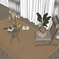 Natural Style Leisure Chair With Wicker Rug Pampas Grass And Stack Of Books