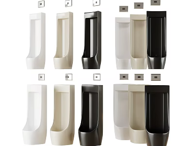 Modern Urinals In White Black And Beige Colors With Contemporary Wall Mounted Designs 3d model