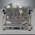 Stainless Steel Professional Espresso Machine With Control Knobs And Quality Cups 3d model