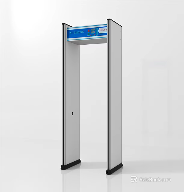 White Security Metal Detector Gate With Blue Digital Display For Safety Checks 3d model