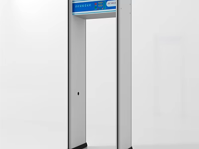 White Security Metal Detector Gate With Blue Digital Display For Safety Checks 3d model
