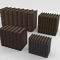 Different Colored Stacked Old Books In Multiple Piles On White Background