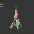 Detailed Brown Eiffel Tower Miniature Model With White Base And Metal Structure 3d model