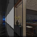 Elegant SPA Sauna Interior With Circular Mirror Sofa Seating Green Plants And Decorative Lights