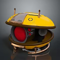 Advanced Yellow Computer Network Router With Red Circular Component And Metal Antennas