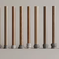 Chinese style wooden column square column cylindrical building component 3d model