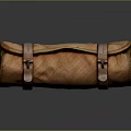 Brown Rolled Leather Bag With Belt Buckle Closure And Classic Design