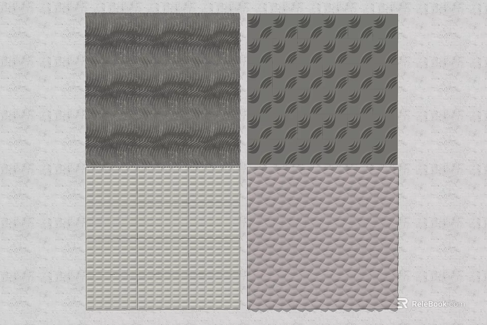 Background Wall With Textured Patterns In Different Modern Designs And Colors 3d model 