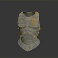 Vintage Medieval Armor Breastplate With Metallic Surface Golden Ornament And Orange Accents