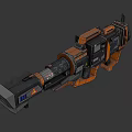 Futuristic Orange And Black Sci Fi Weapon With Mechanical Structure And Giant Barrel