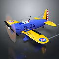 Vintage Blue and Yellow Model Airplane B24 With Star Emblem And Striped Tail