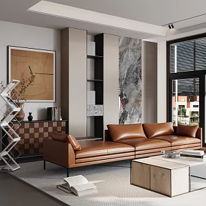 Living room sofa coffee table carpet decoration 3d model