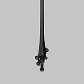 Fantasy Sword With Silver Slender Blade Dark Hilt And Decorative Spherical Ornaments In Elegant Design