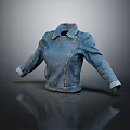 Blue Denim Jacket with Collar Zipper Design and Cuffed Sleeves Casual Fashion Apparel