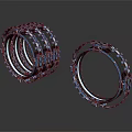 Modern Blue Chain Structured Tires On Dark Background With Reflective Surfaces 3d model