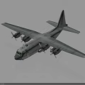Large Transport Aircraft With Six Propeller Engines Green Cockpit Windows And Silver Fuselage