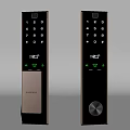 Smart Door Locks With Digital Keypad Fingerprint Scanner And Green Indicators 3d model