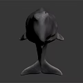 Gray Whale 3D Model with Sleek Surface Side View on Dark Background 3d model