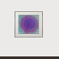 Wall Mounted Abstract Painting With Circular Pattern Purple Pink And Blue Dots 3d model