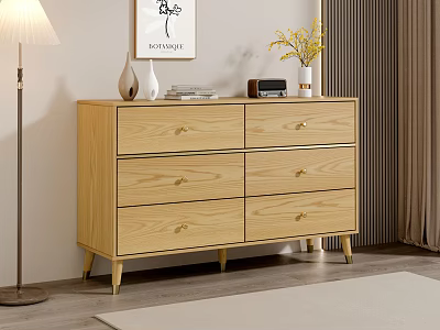 Simple six-drawer cabinet 3d model