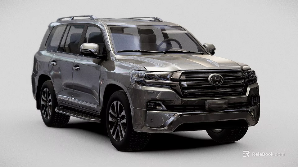 Silver Toyota Land Cruiser SUV Modern Exterior Design With Front Grille And Body Lines 3d model 