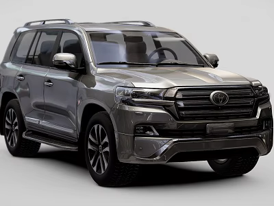 Silver Toyota Land Cruiser SUV Modern Exterior Design With Front Grille And Body Lines 3d model