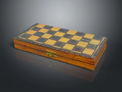 Decorative Ornament Set With Wooden Box Checkerboard Pattern Classic Tabletop Decor Design 3d model