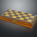 Decorative Ornament Set With Wooden Box Checkerboard Pattern Classic Tabletop Decor Design 3d model