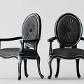 Black Accent Chairs With Round Backrest Armrests And Curved Silver Legs