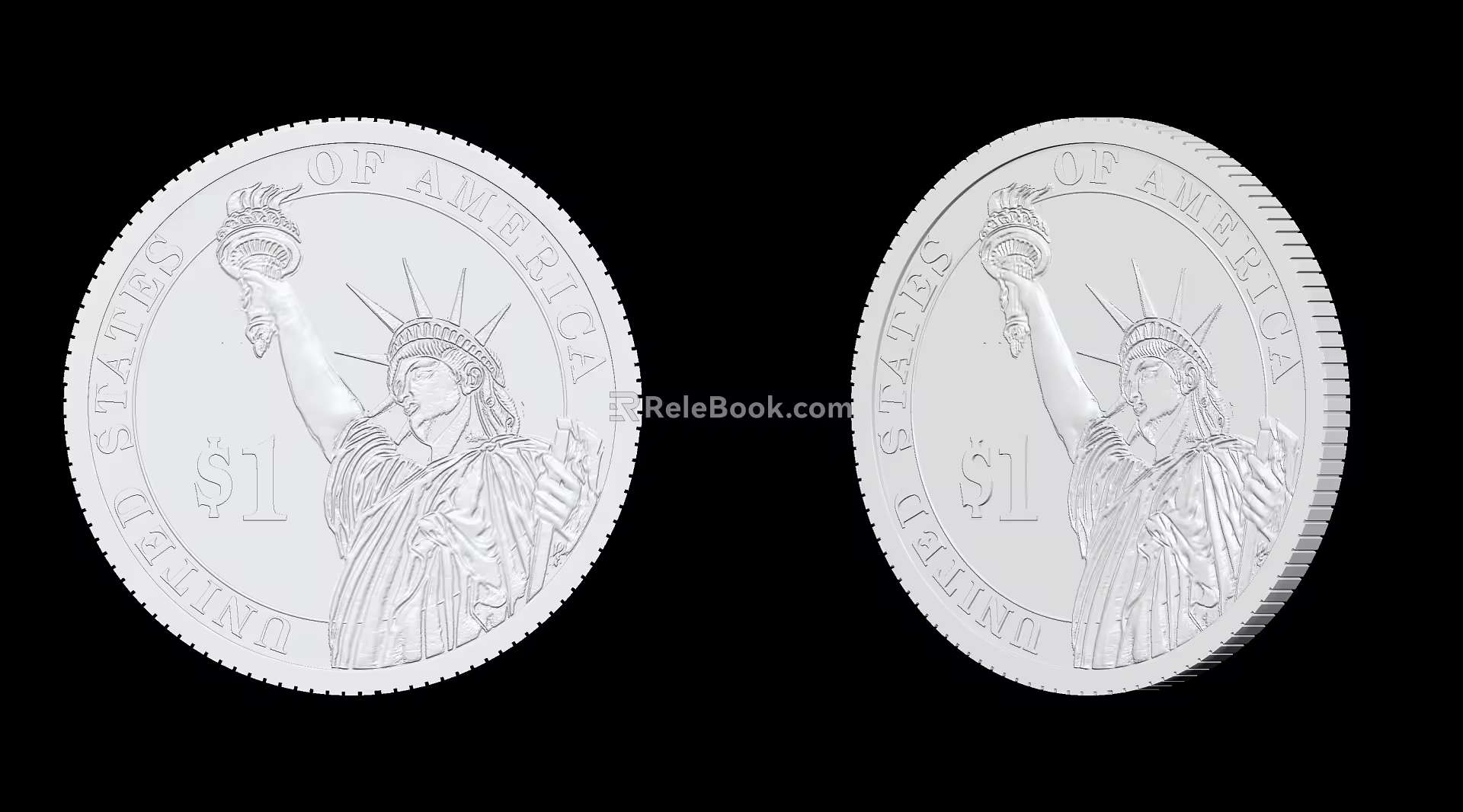 Modern Gold Coin Statue of Liberty Gold Coin 3d model