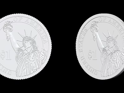 Double Sided Liberty Statue 1 Dollar Coin Jewelry Earrings Design With Classic American Motif 3d model