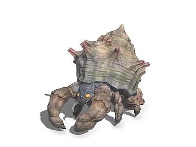 Fierce Fantasy Game Movie Character With Spiked Shell Large Claws And Yellow Eyes 3d model