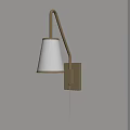 Modern Gold Wall Lamp With White Shade Mounted on Beige Wall 3d model