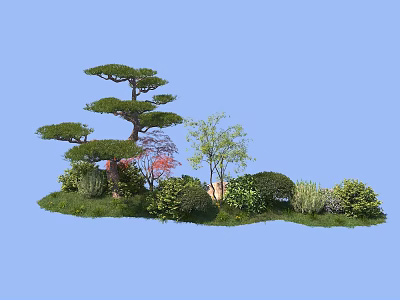 Various Types of Garden Shrubs with Greenery and Trees in Landscaping 3d model