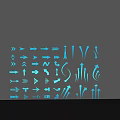 Diverse Blue Vector Line Design Elements With Arrows Curved Shapes And Reflections 3d model