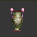 Ancient Greek Red Figure Ceramic Vase Featuring Black Red Color Mythological Scenes And Handles