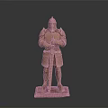 Bronze Medieval Knight Statue in Armor Standing with Sword on Base