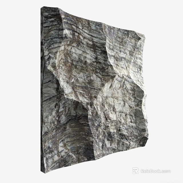 Rock Component With Stratified Layers And Irregular Textured Surface For Architectural Decorative Use 3d model 